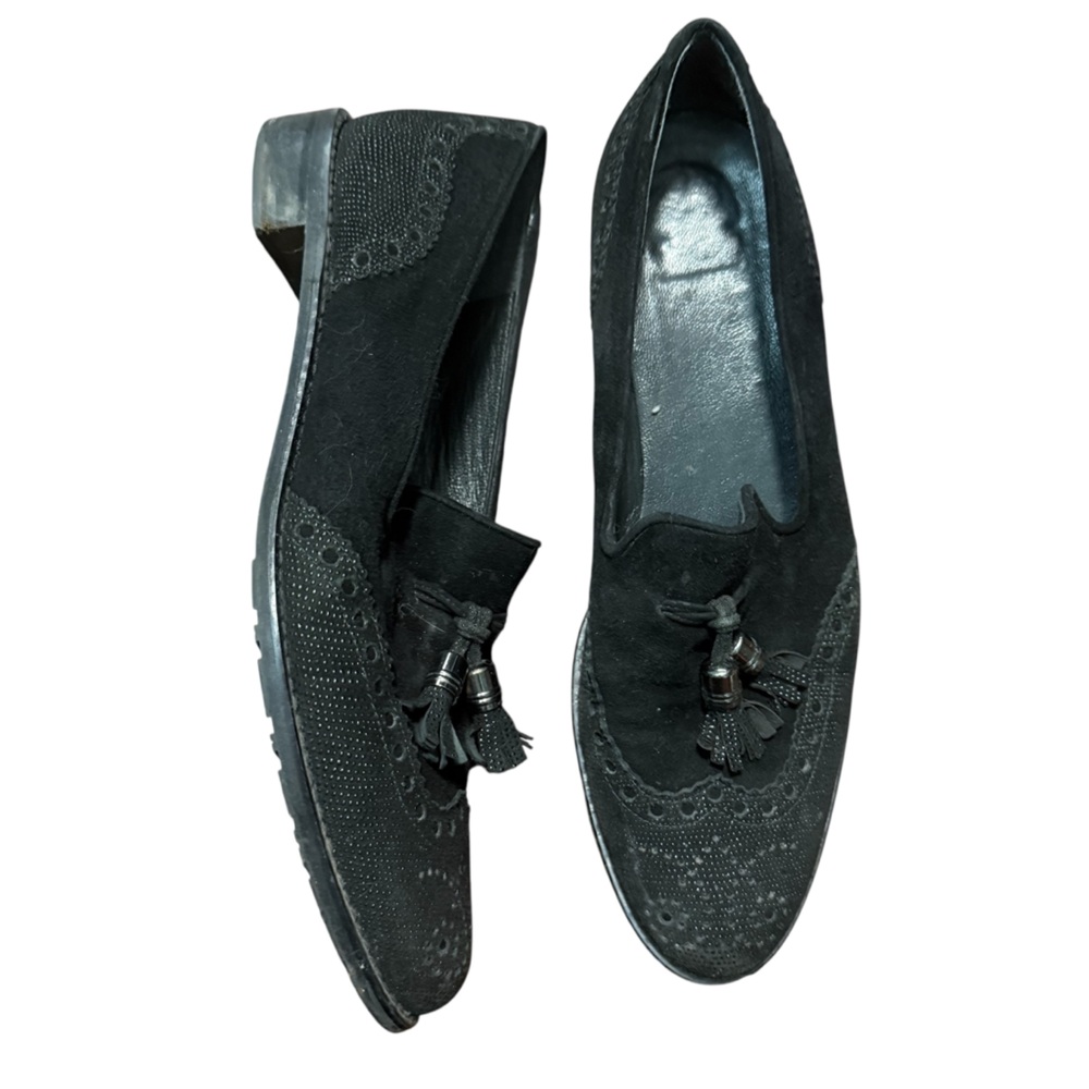 Stuart Weitzman Black Guything Tassel Oxford Style Loafers size 10